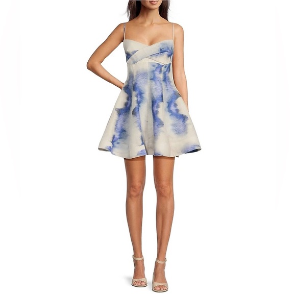 Marchesa Dresses & Skirts - NWT Muse by Marchesa Chloe Dye Print A-Line Linen Dress Sz 12